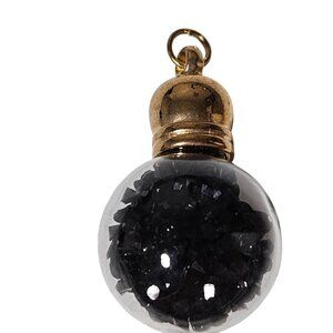 Elegant Black Crystal Filled Glass Orb Pendant Statement Jewelry Crafting DIY